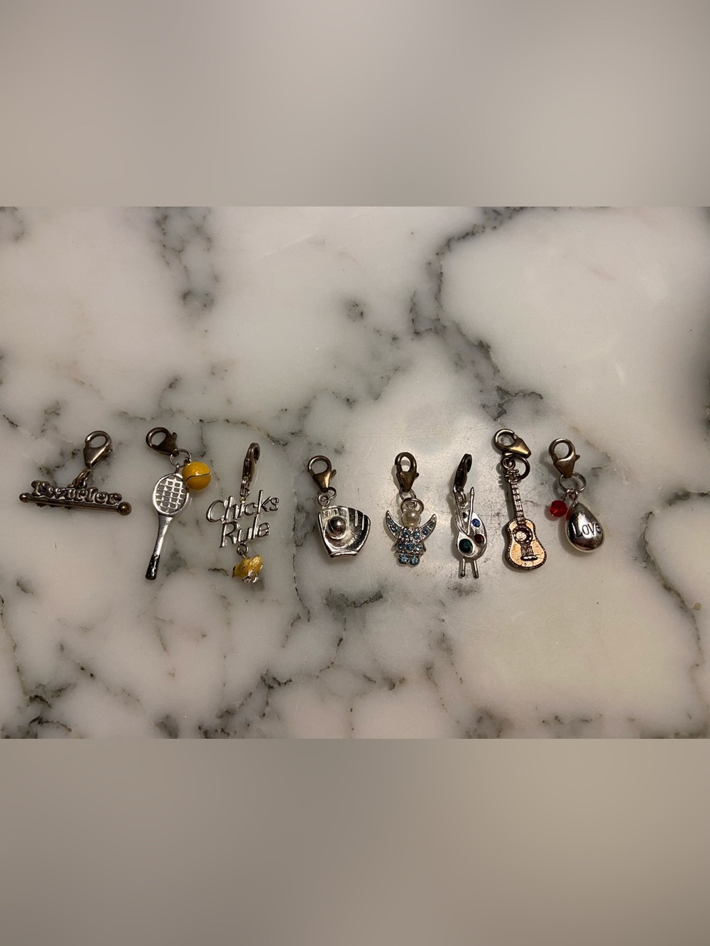 925 Silver lot  Small Charm Set - Tennis, Chicks, Guitar ect.